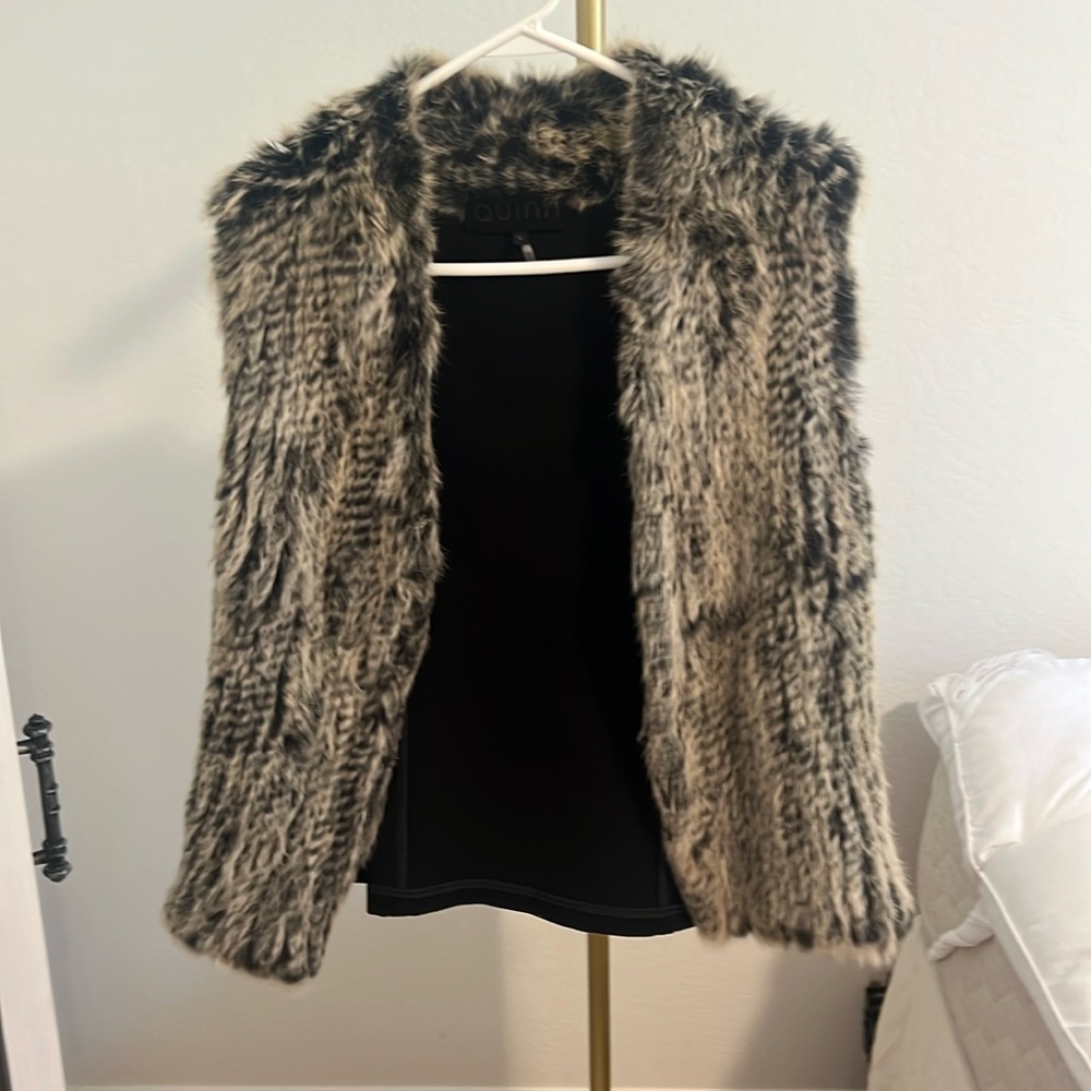 QUINN Rabbit Fur Vest Cardigan Nordstrom